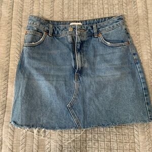 Topshop Blue Denim A-Line Skirt